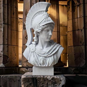 Athena Bust Statue, Goddess of Wisdom, Pagan Home Decor, Classical Greek Sculpture, Mythology Gift