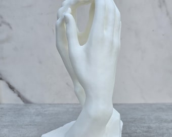 Cathedral Hands Sculpture, Rodin Inspired Hands Statue 3D Printed, Romantic Minimalist Decor, Art Lover Gift, Spiritual Home Art