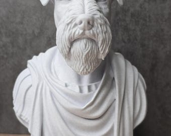 Schnauzer Bust Statue, Roman Dog Stone-Finish Sculpture, Classical Dog Bust Decor, Schnauzer Gift, Pet Home Decor