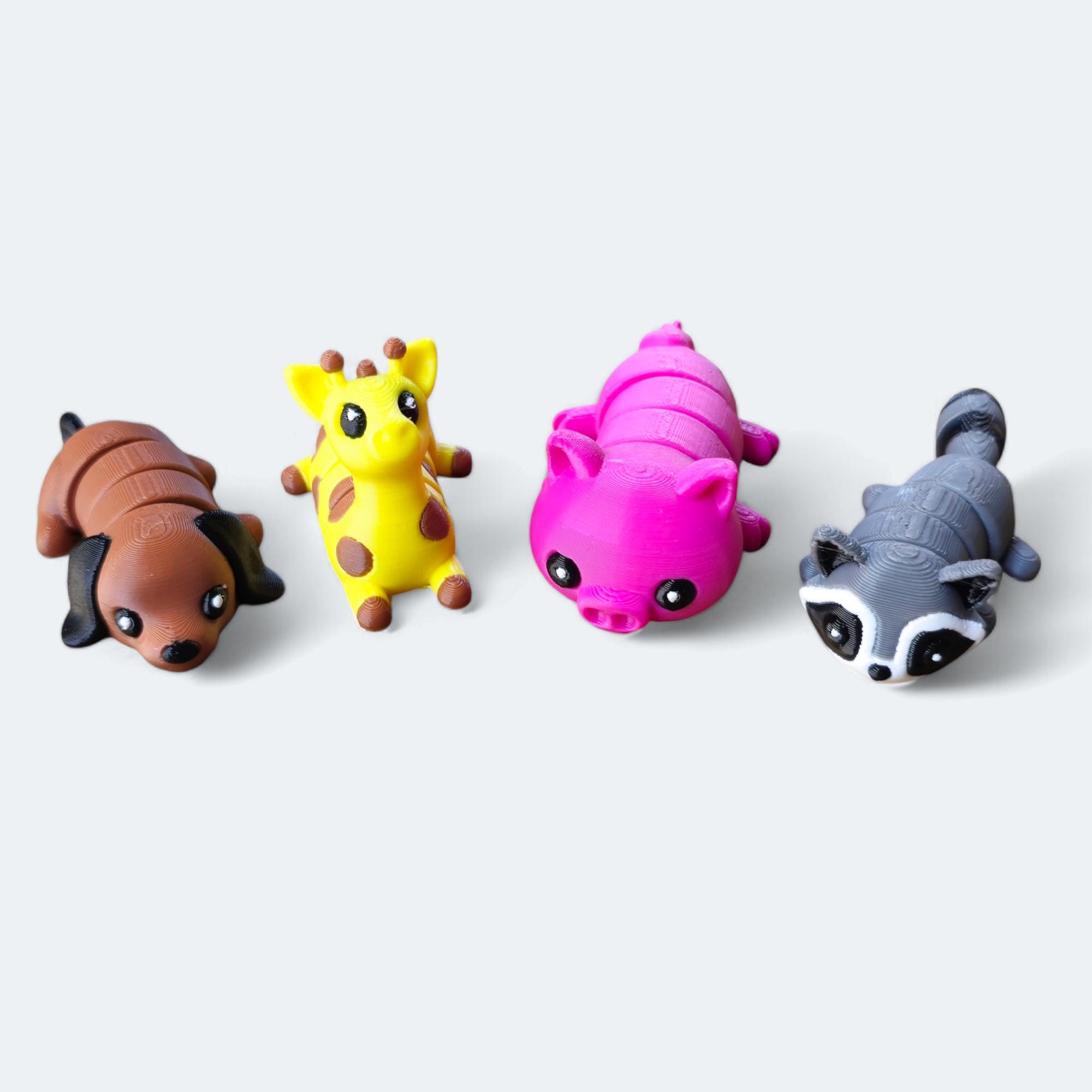3D Printed Animals Collection, Articulated Fidget 3D Printed Toys 4pk ...