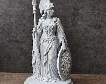 ブロンズ製アテナ像：知恵、盾、槍のギリシャの女神 - Etsy 日本