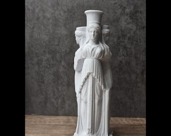 Hecate Triple Goddess Statue, Hekataion Column Stone-Finish Sculpture, Pagan Altar Decor, Hekate Gift, Witchcraft Home Art