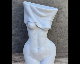 Abstract Female Torso Sculpture, Minimalist Body Art Stone-Finish Statue, Modern Home Decor, Contemporary Art Gift, Feminist Decor