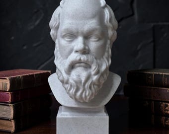 Socrates Bust, Philosopher Statue, Bookshelf Decor, Desk Sculpture, Stoic Gift, Philosophy Gift, Classical Greek Art
