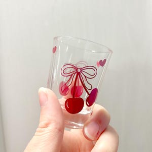 Cherries and Bows Shot Glasses | Coquette Little Bows Shot Glasses | Birthday, bachelorette, party, fun