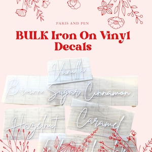 Calcomanías de vinilo termoadhesivas al por mayor / Calcomanías de vinilo personalizables / Vinilos al por mayor / Bodas, eventos corporativos, fiestas, despedidas de soltera, cumpleaños