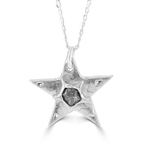 Large Silver Star Meteorite Necklace - With Real Iron Meteorite