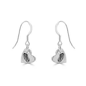 Solid Silver Heart Meteorite Earrings