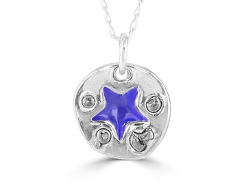 Enamelled Sterling Silver Necklace With Iron Meteorite