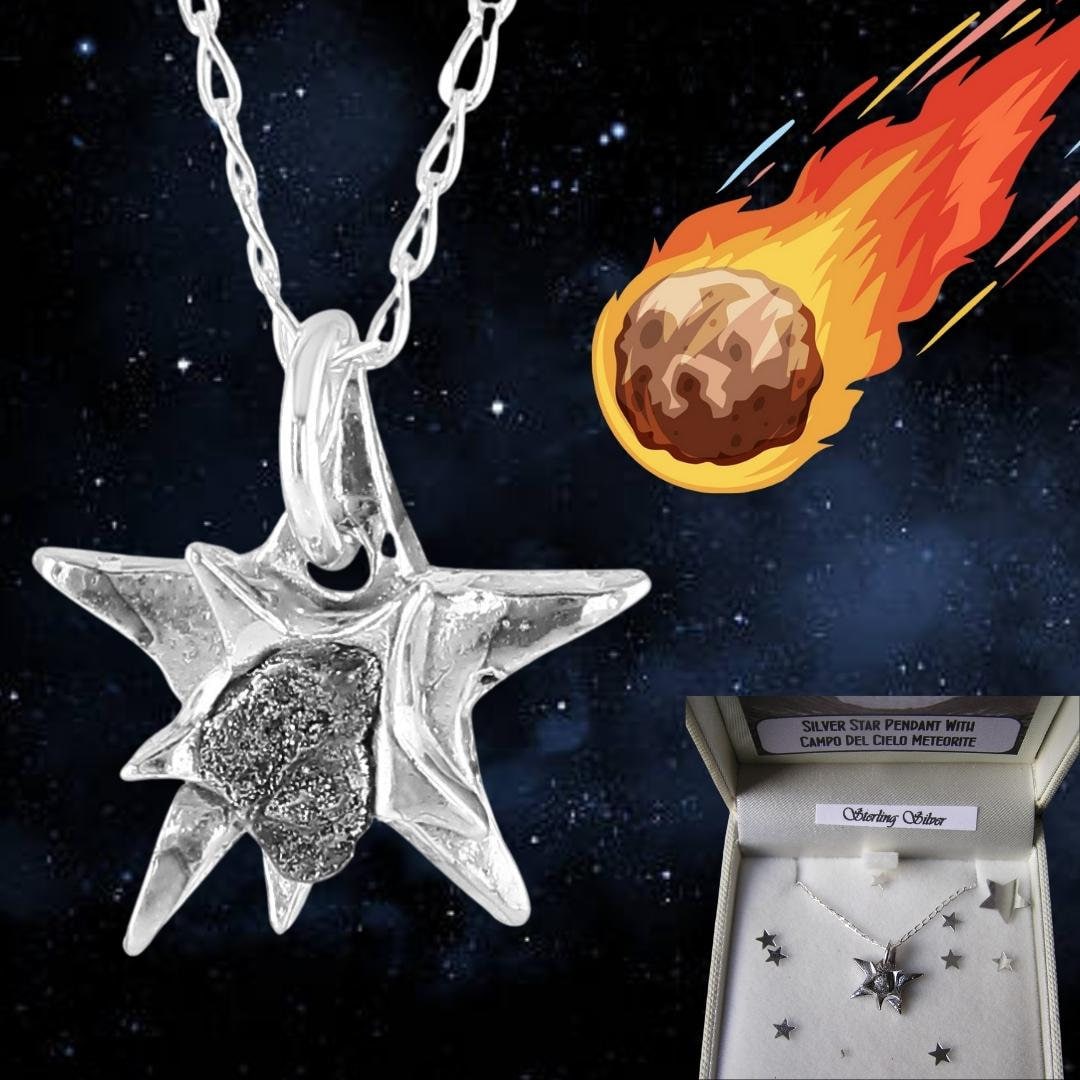 Solid Silver Star Meteorite Necklace Etsy