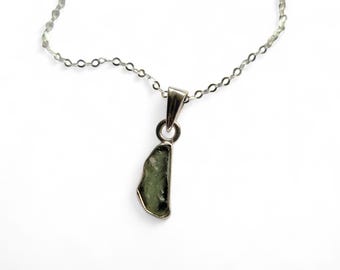 Moldavite Necklace – Sterling Silver Moldavite Pendant – Genuine Moldavite Jewellery