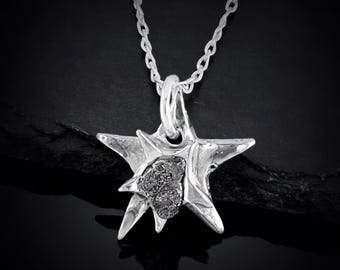 Real Meteorite Star Necklace – Sterling Silver Star Pendant with Campo del Cielo Meteorite – Space Jewellery – Astronomy Gift