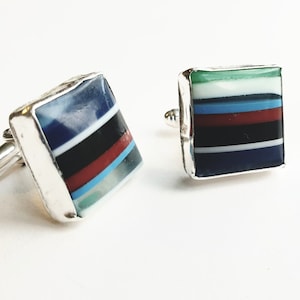 Silver Set Surfite Cufflinks - Square - 2cm