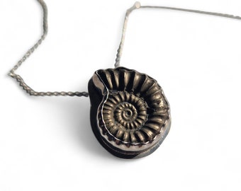 Sterling Silver Pendant With A Charmouth Fossil  Ammonite  - RARE JURASSIC JEWELLERY