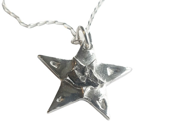 Large Silver Star Meteorite Necklace With Real Iron Meteorite