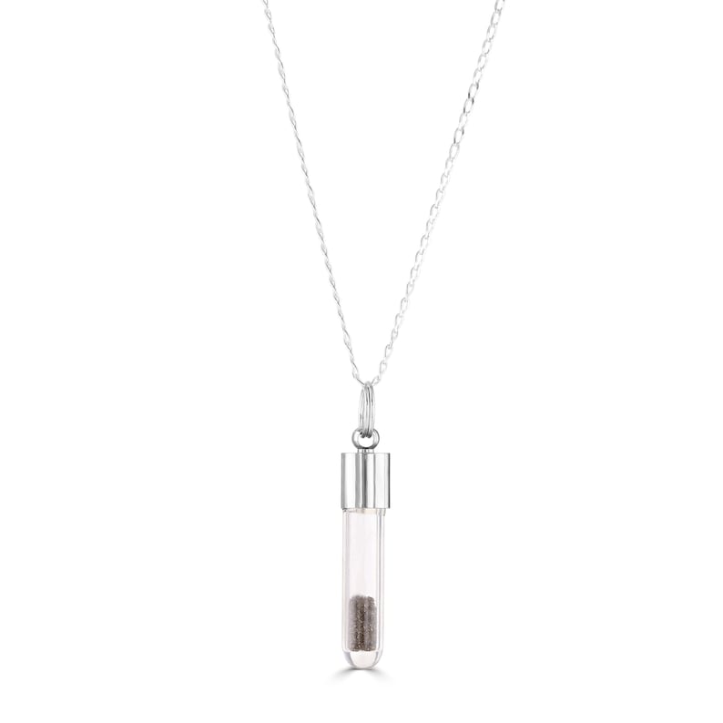 Halsband med äkta meteoriter – Meteoritstjärndust-hänge i glasrör – Rymdsmycken – Himmelsk gåva bild 1