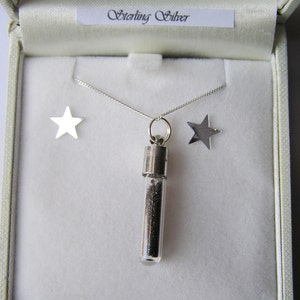 Halsband med äkta meteoriter – Meteoritstjärndust-hänge i glasrör – Rymdsmycken – Himmelsk gåva bild 2