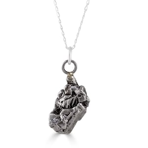Iron Meteorite Necklace On Solid Silver Chain - BEST SELLER  - Campo Del Cielo