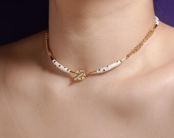 ◇Primaute◇ FLO CHOKER Vintage Coro Lucite Choker Golden Flecks Yellow Goldtone 15