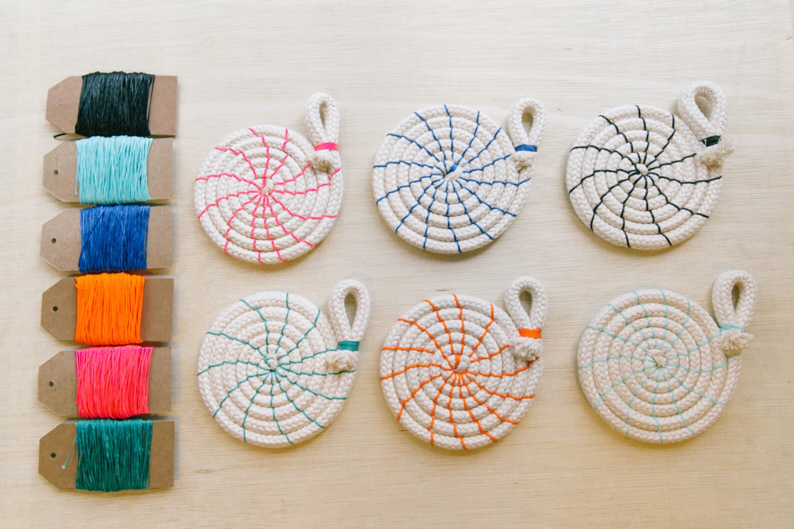 Rope coasters craft kit DIY tutorial / colour instructions Etsy