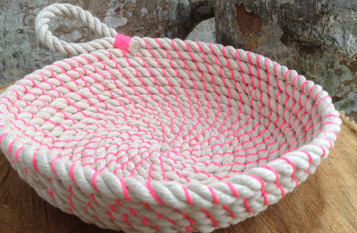 Coil rope bowl tutorial and materials. Woven rope bowl making Etsy