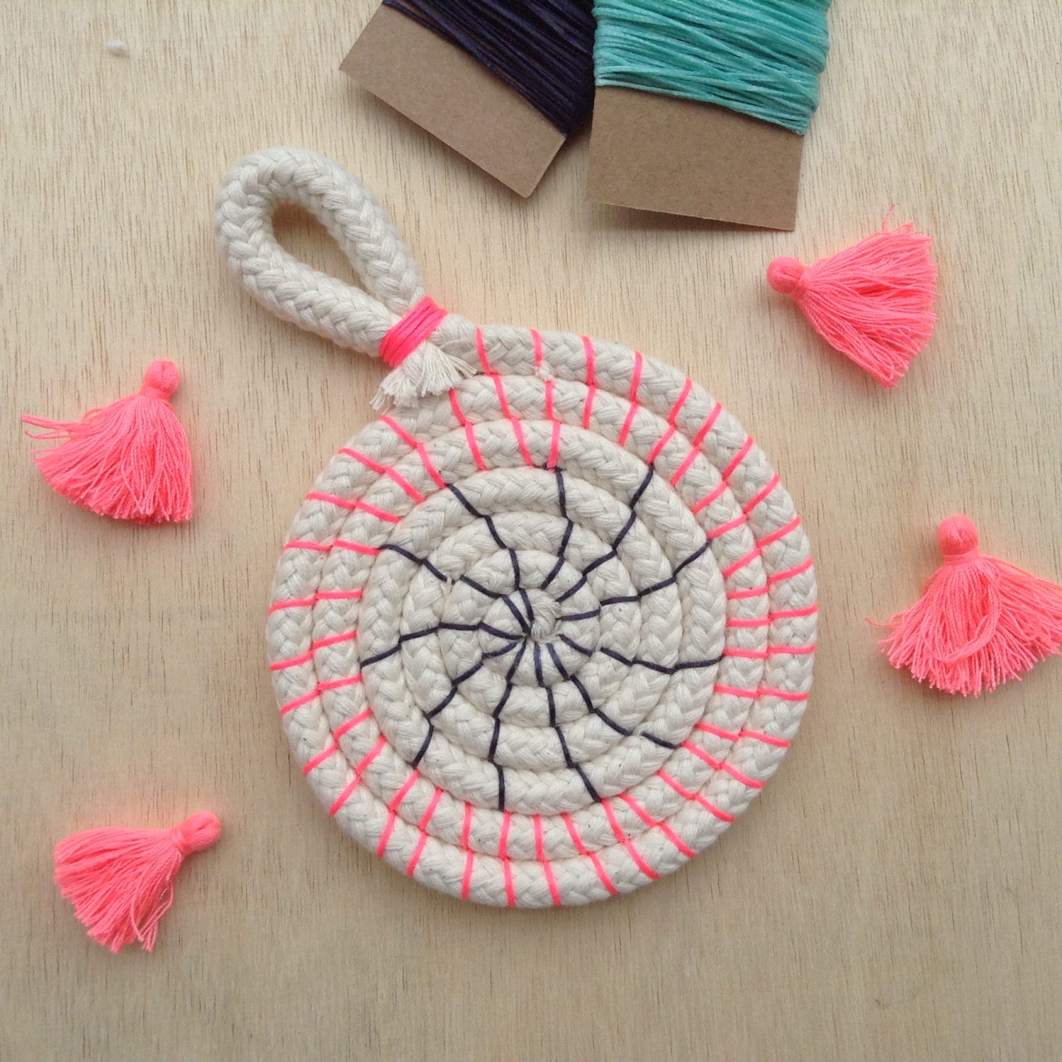 Rope coasters craft kit DIY tutorial / colour instructions Etsy
