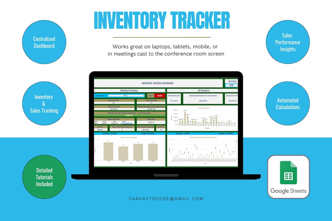 Inventory Tracker Google Sheet | Inventory Management & Sales Tracking ...