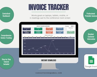 Startup Invoice Kit: eenvoudig facturen bijhouden en betalingslogboek voor Google Spreadsheets | Aangepast factuurspreadsheet