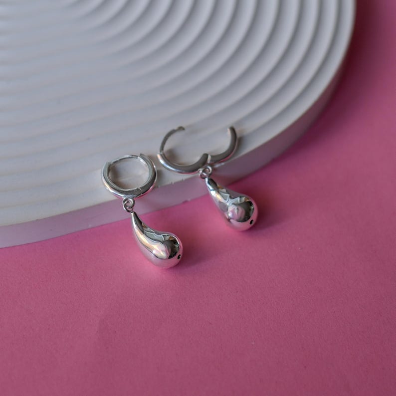 925 Sterling Silver Waterdrop Earrings, Silver Huggie Hoop Earrings