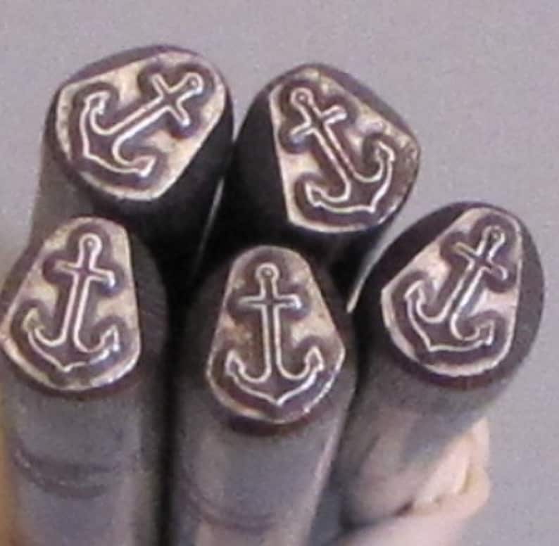 Anchor design stamp 5x4.5 mm for jewelry making in copper and Etsy