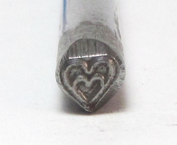 Heart in Heart Stamp, 5 x 5mm Heart Stamp, Metal Stamping, Heart-Shaped Jewelry, Love Jewelry Stamp, Design Stamp Heart, Romazone