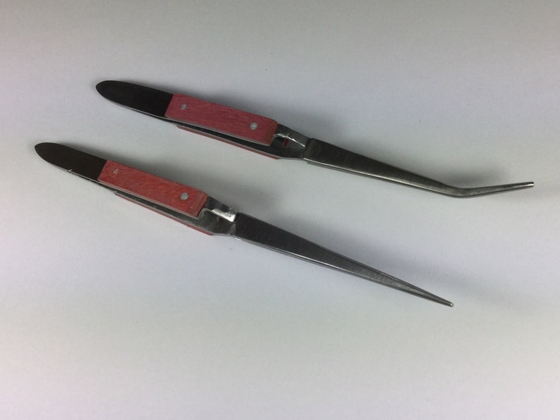 Locking Tweezers With Fiber Keep Cool Handle Set Curved Tip Etsy