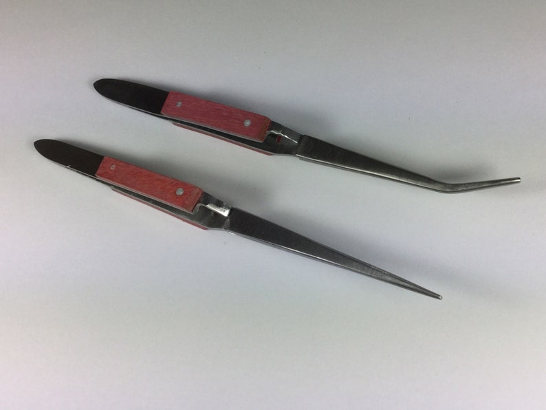 Locking Tweezers, pair of Solder Tweezers, Curved Tip Tweezers, Straight Tip Tweezers, Jewelry Tweezers, Jewelry Maker Gift, Jewelry Tools image 1