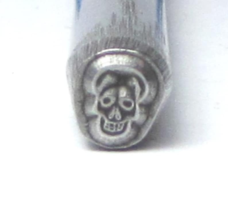 Skull Stamp, 5.5x4.5mm Stamp, Halloween Stamp, Jewelry Stamping, Skull Metal Stamping, Skull Metalworking, Halloween Jewelry Crafting image 1