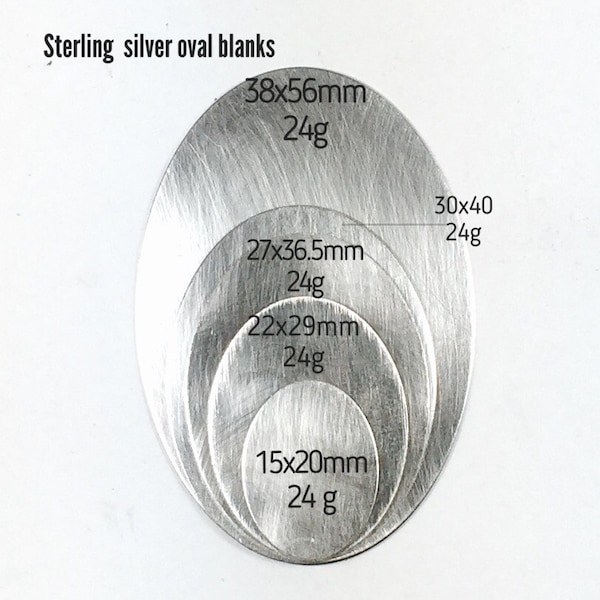 Sterling Silver Oval Blanks - Jewelry Making Blanks - Several Sizes Available