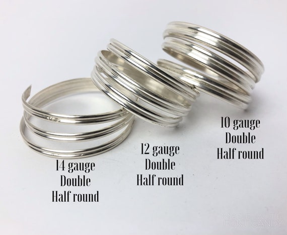 Double Half Round Wire, 12 Gauge Wire, Sterling Silver Wire, 4.39mm X  1.00mm, Wire for Ring Shank, Cuff Wire, Jewelry Making Wire, Romazone 