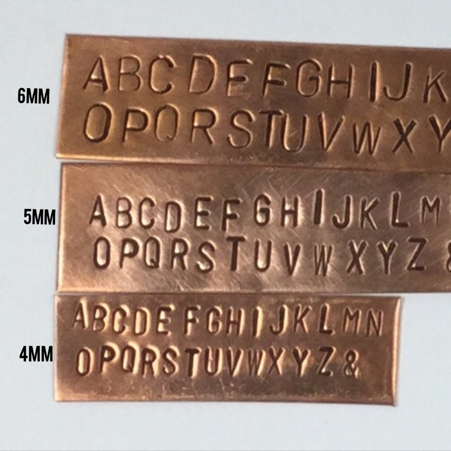 Alphabet 4 mm Stamps, 3/32 inch metal stamp set, bold large letters,  initial stamping, stamp on metal, Arial letter set.