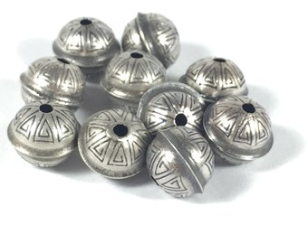 Sterling Silver Beads, 10 Pack Seamed Beads, 8mm Beads, 1.5 mm Hole, Tribal Beads, Navajo Style Beads,Oxidized Beads,Native American Jewelry