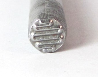 Loopy lines, winding road, squiggly design, design stamp,  5x5mm, for metal stamping, use hammer, use steel block
