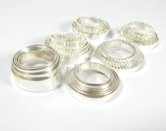 Fine Silver Bezel Wire - Variety Pack, Plain, Serrated, Scalloped, Wire For Cabochons- 3/16 & 1/8, Fine Silver, 1 ft each, Total 6 feet