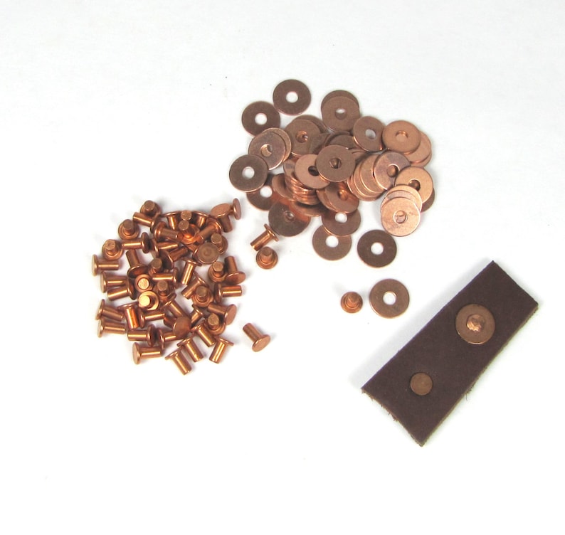 Copper rivets plus washers 200 pack 3/32 x 3/16 leather Etsy