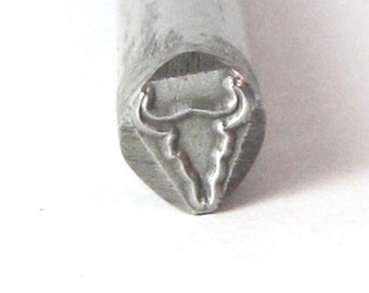 Sello de calavera de vaca, sello de metal occidental, sello de joyería del desierto, sello de 6 x 5 mm, fabricación de joyas del suroeste, sello de calavera de novillo, estampado de joyería