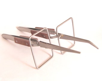 Mini 3rd Hand, Set of 2, straight tip, curved tip, cool handels, mini solder tweezers, small solder helper
