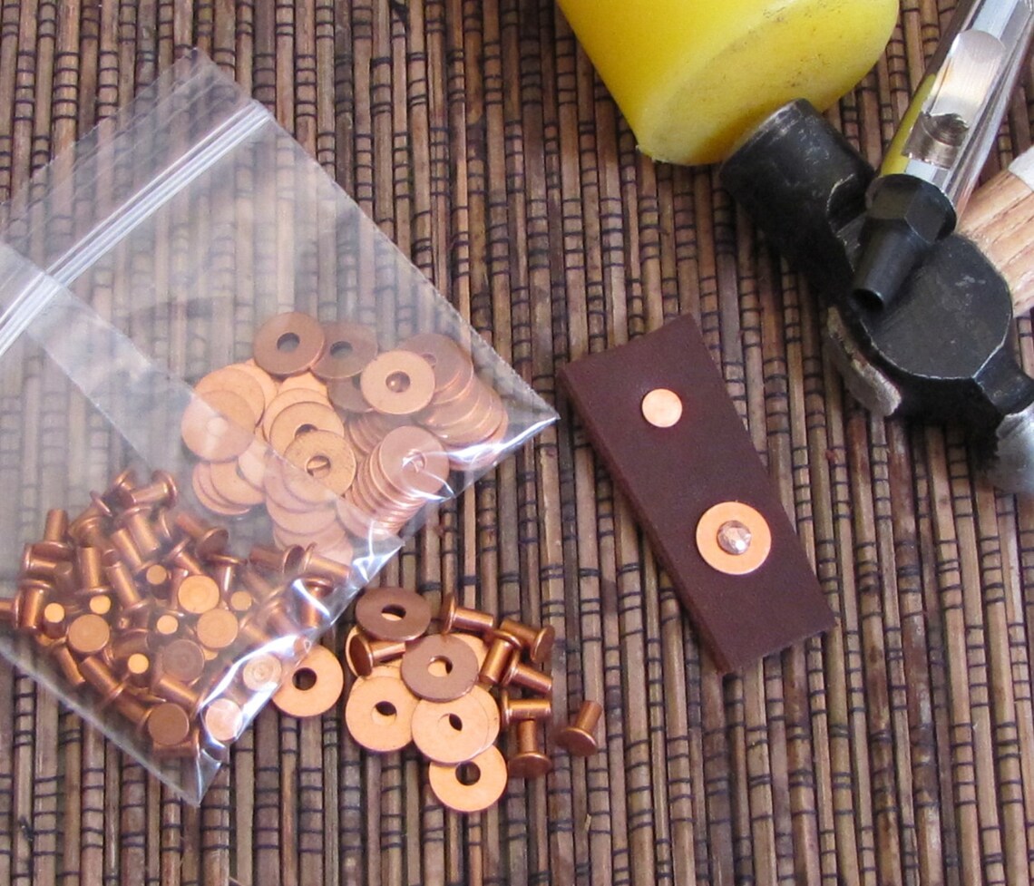 Copper rivets plus washers 200 pack 3/32 x 3/16 leather Etsy