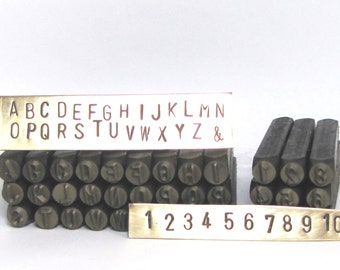 Alphabet Letters 5mm Stamps, Large Number Stamps, Ampersand Stamp, Metal Stamps, Arial Capitals Stamps, Jewelry Stamps, Big Letters,Romazone