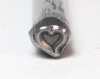 Sello de acero con forma de corazón, sello de 5 mm x 5 mm, sello para joyería de metal, sello para hacer joyas, corazón, sello para joyería, regalo de joyero, Romazone