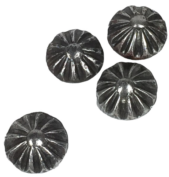 4 Pcs Sterling Star Rosettes, Southwest Star Solder Element, Old Pawn Starburst, Oxidized Silver, Tribal Jewelry Rosettes, Romazone
