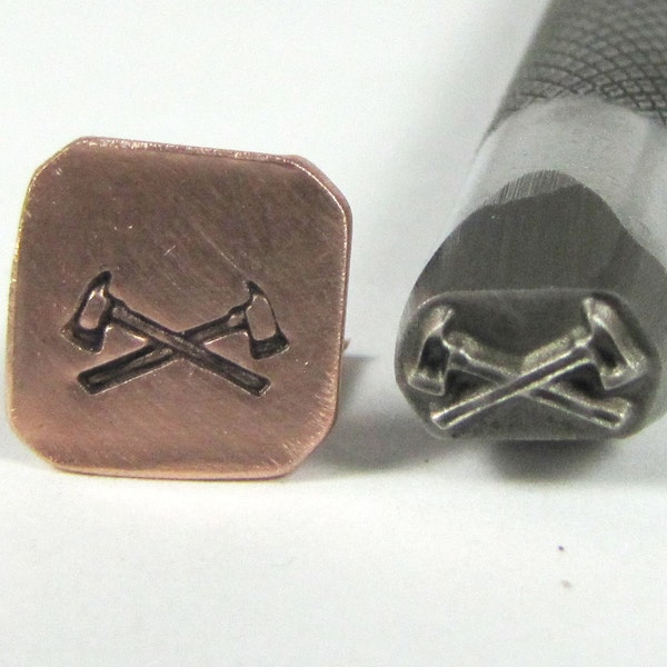 Crossed Axes stamp design professional grade Fireman emblems for stainless and all metals