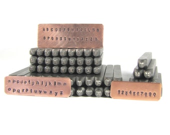 Arial 2mm upper and lower case letter sets, with numbers hand stamping tools