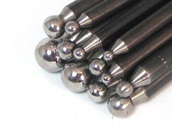 dapping punches, Size small, round dapping tools, 12 piece, size 14.50 mm to 3.5 mm